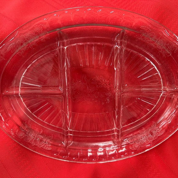 Anchor Hocking Other - Anchor Hocking Mayfair Open Rose Transparent Glass Sectioned Platter
